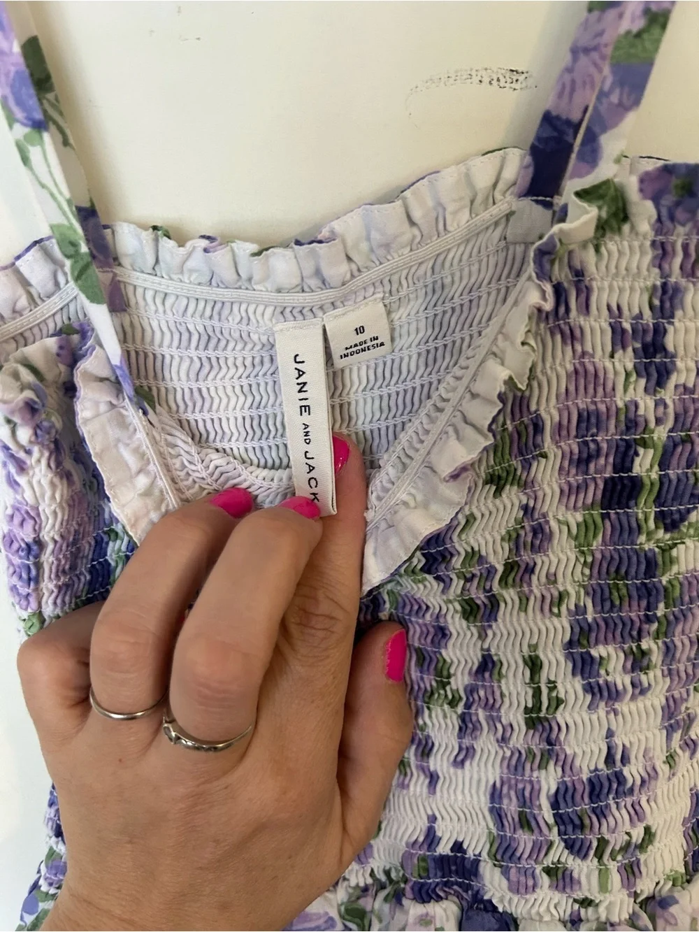 Janie & Jack Size 10 White Floral The Millie Floral Smocked Sundress